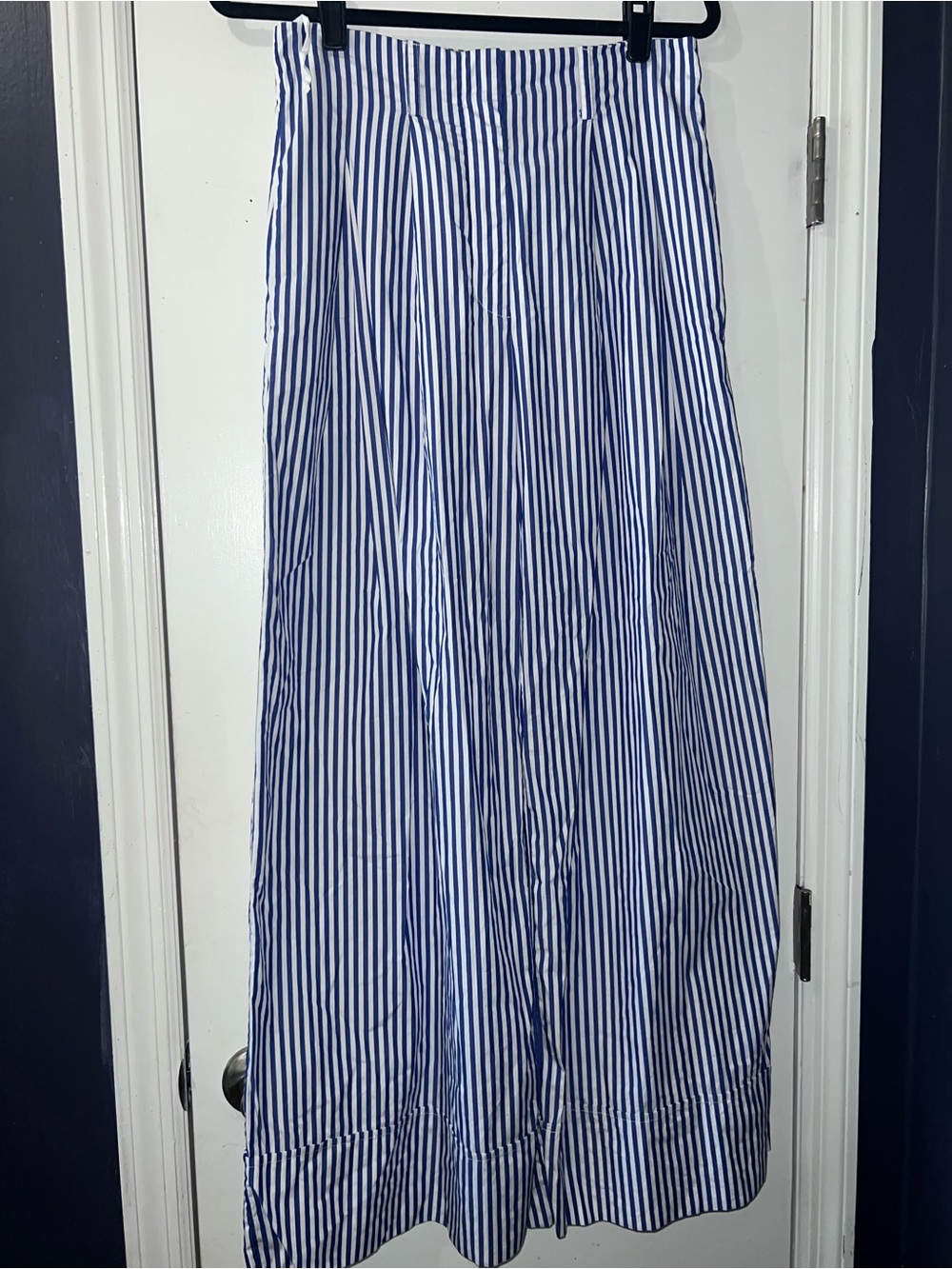 Shona Joy Navy & White Vertical Stripe Wide Leg Jumpsuit